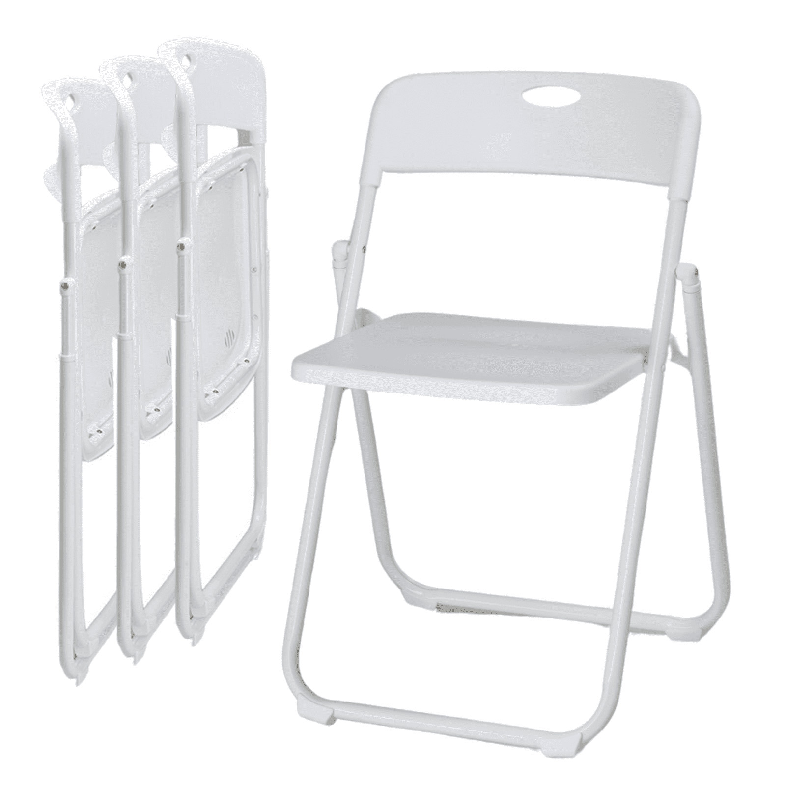 QuellQuest Plastic Folding Chairs 4 Pack, Foldable Stacking Chairs for Outdoor & Indoor, Reinforced Metal Frame, 330LBS Capacity(White,4 pcs)
