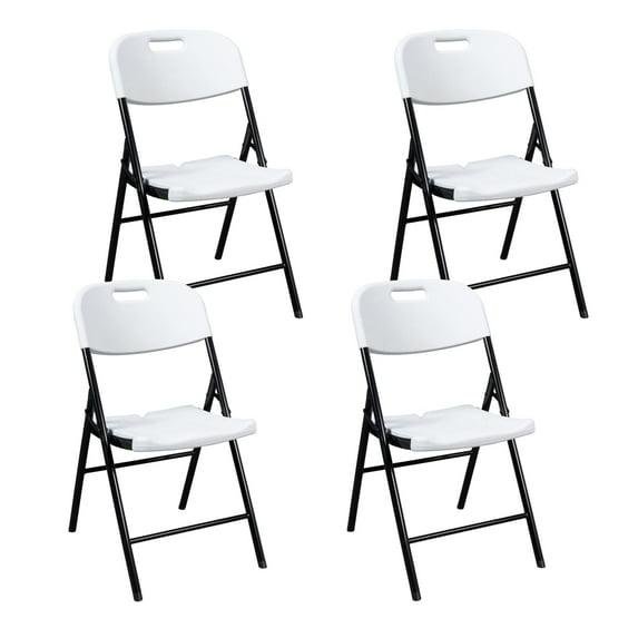 Ktaxon 4 Packs Portable Plastic Folding Chair w/ Handle White for Party Wedding Camping Picnic, Adult, Outdoor and Indoor Portable Chairs, Plstic Chairs