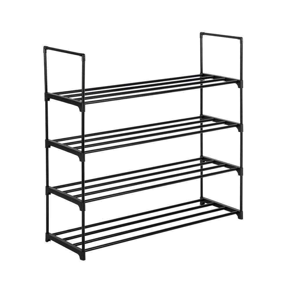 Black 4-Tier Stackable Metal Shoe Rack