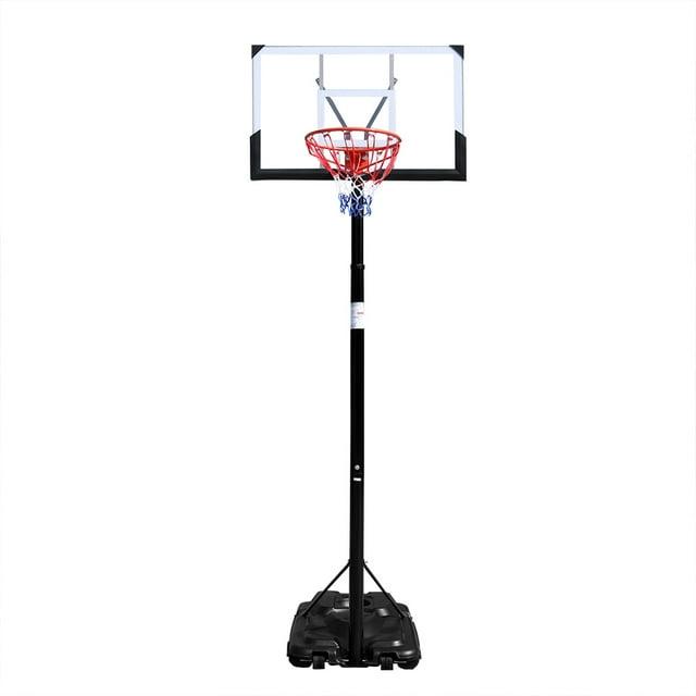 Ktaxon Portable Basketball Hoop Outdoor, Basketball Goal System 4.4-10ft Height Adjustable, 44inch Shatterproof Backboard, Gray Orange