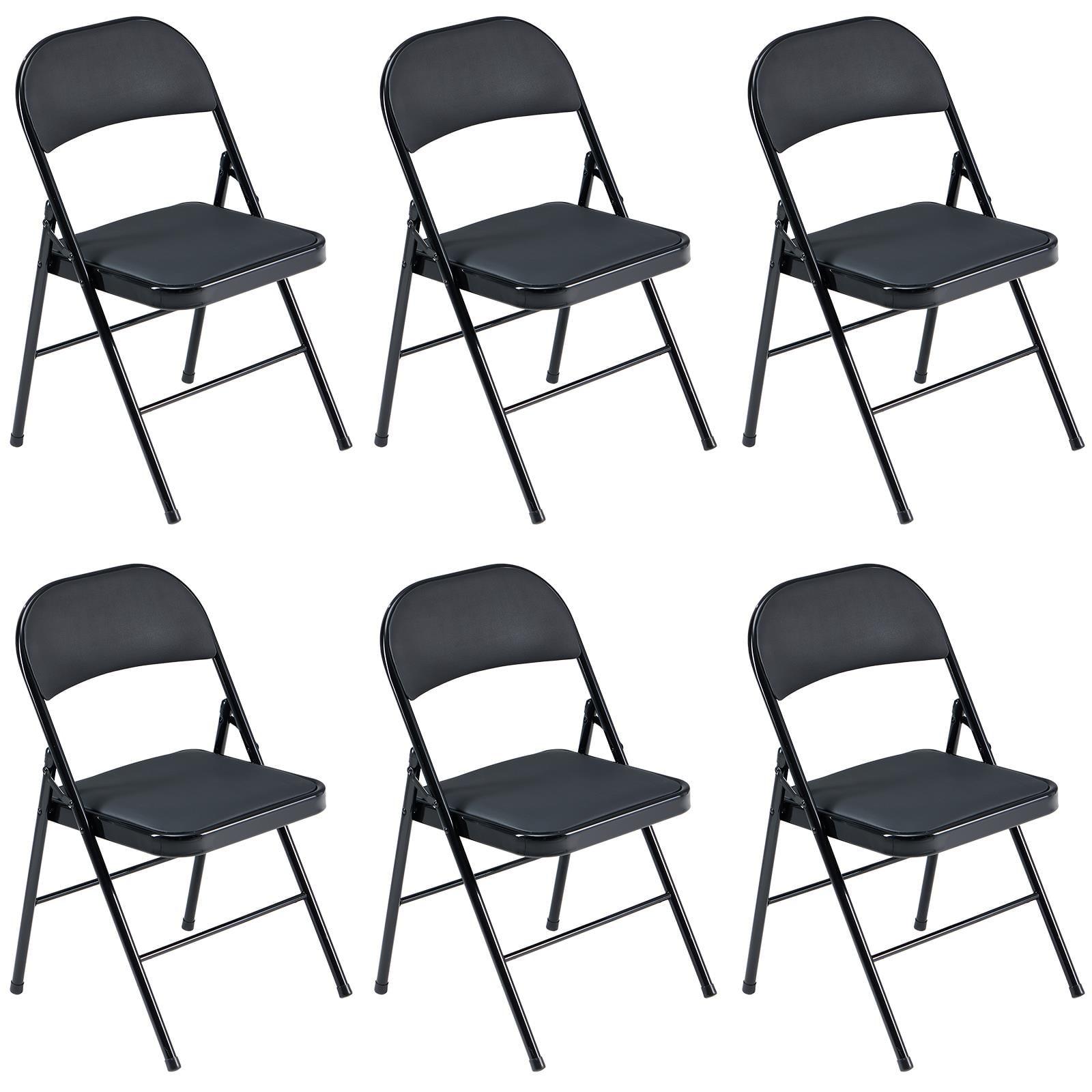 6 Pack Black Steel Folding Chairs with Padded Seats