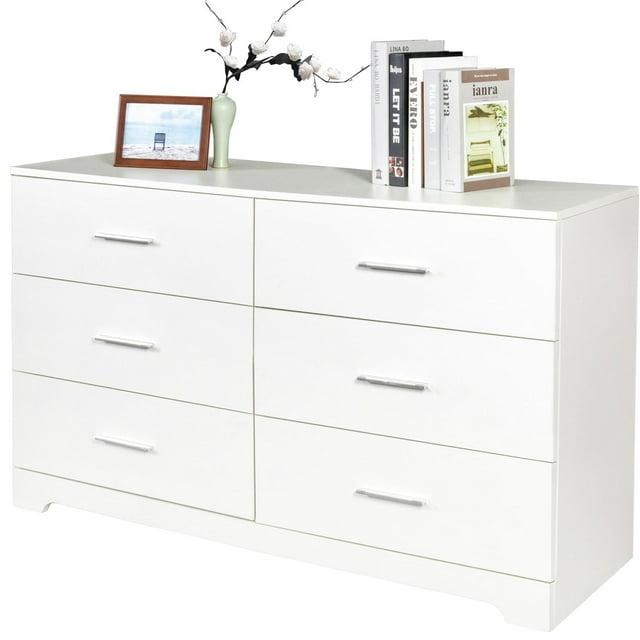Homfa Dresser 6 Drawer, 47'' W Chest of Drawer with Deep Drawers, 6 drawer dressers for Bedroom, Living Room, White