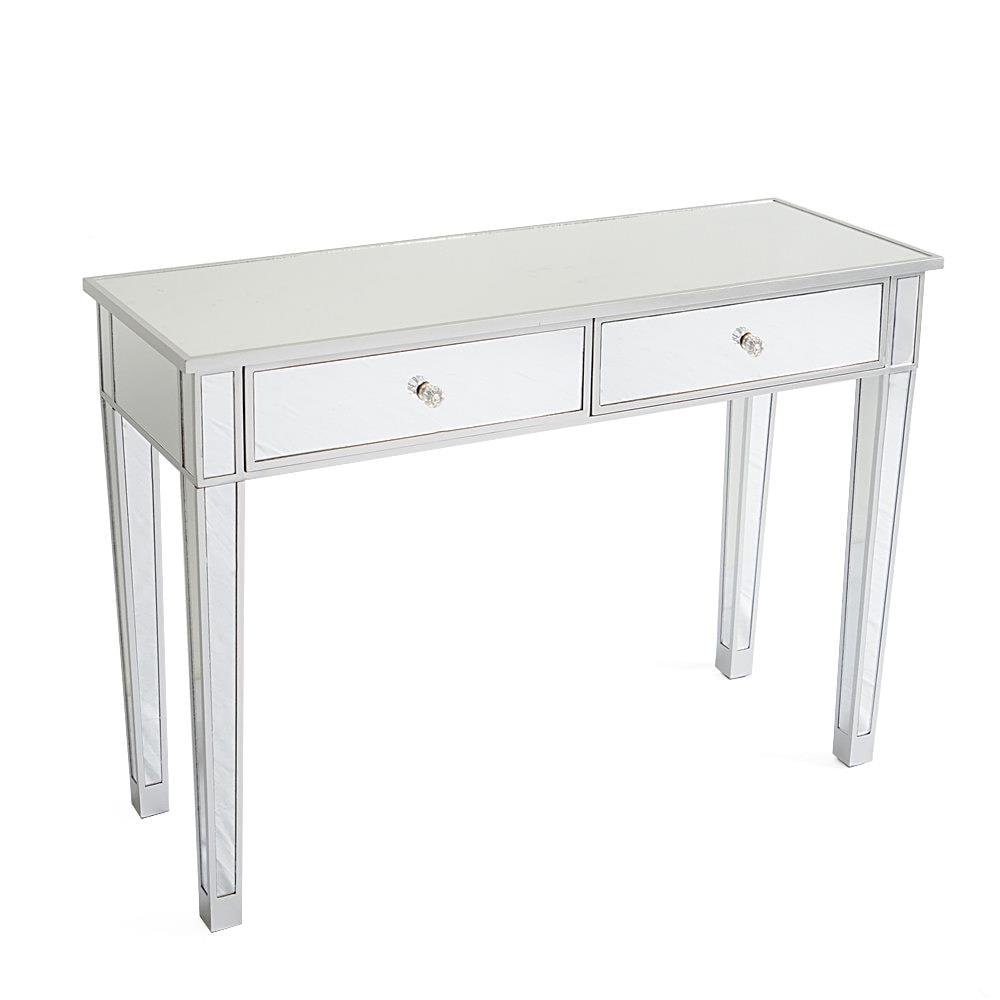 Mirrored Glass Vanity Table with 2 Drawers