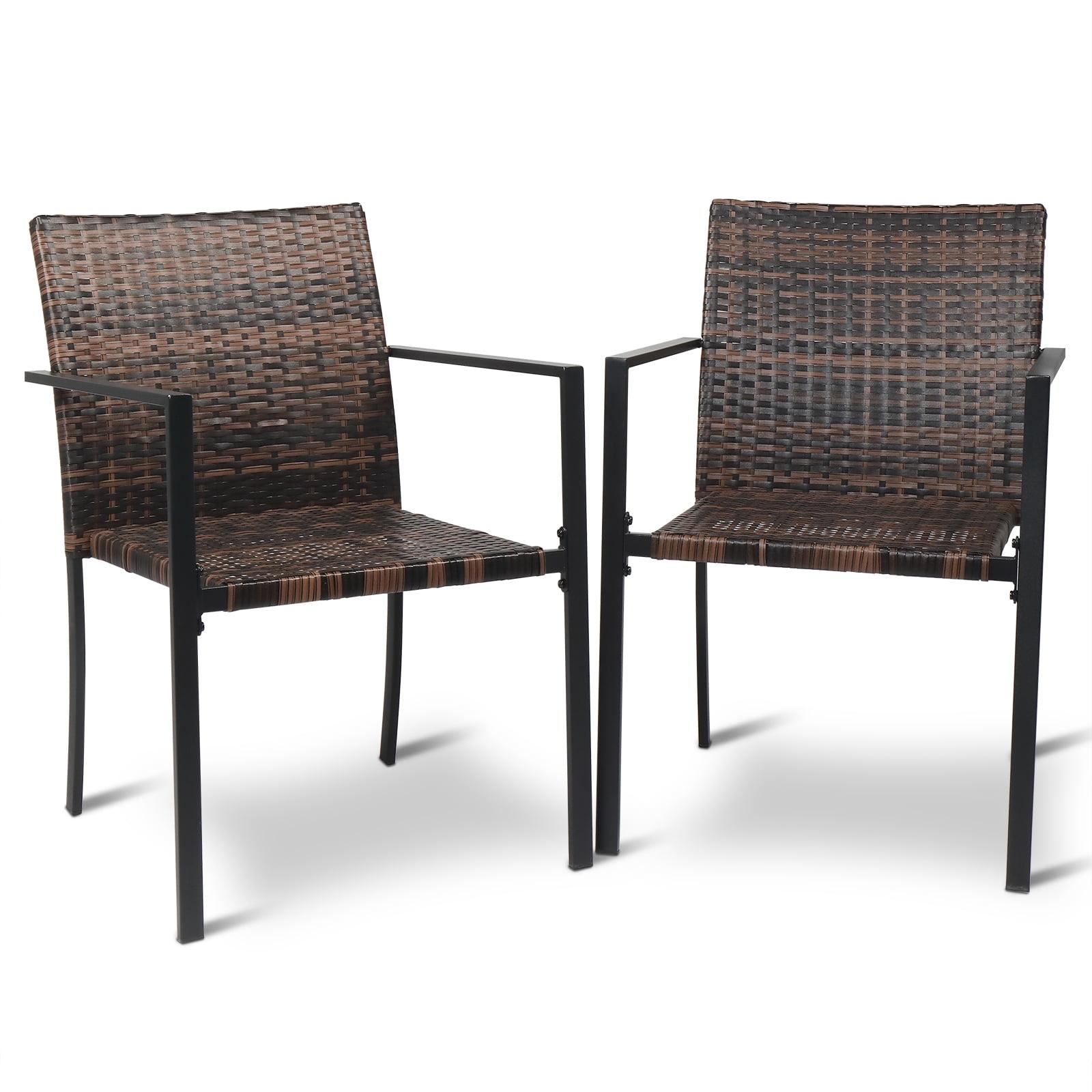 Best Choice Products Set of 2 Wicker Chairs, Stackable Outdoor Dining Furniture w/ Armrests