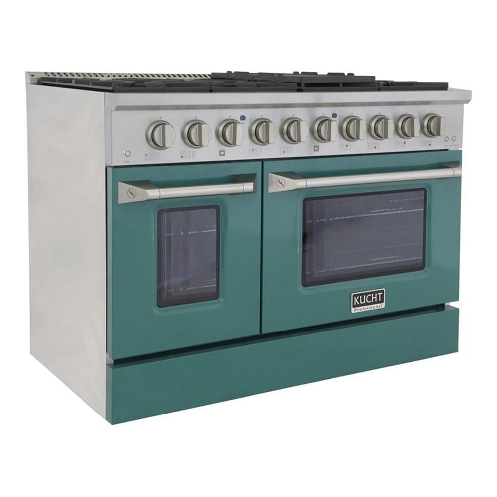 Kucht 48" Silver and Green Natural Gas Range with Griddle