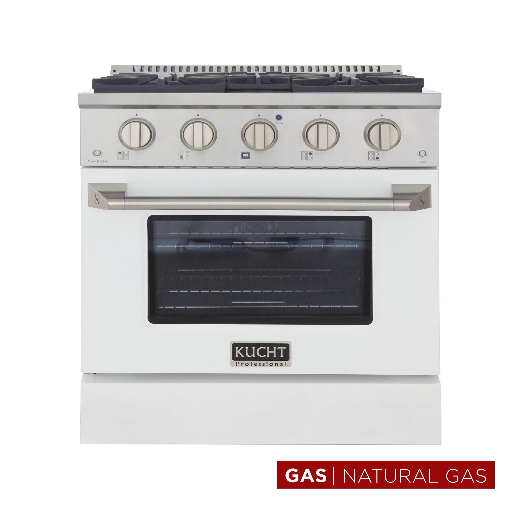 Kucht Professional 30" Modern Stainless Steel Natural Gas Range in White/Silver