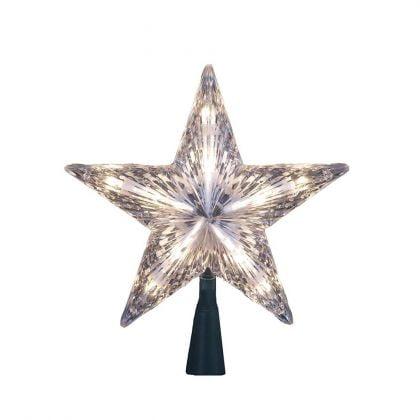 Clear Plastic 10-Light Star Christmas Tree Topper