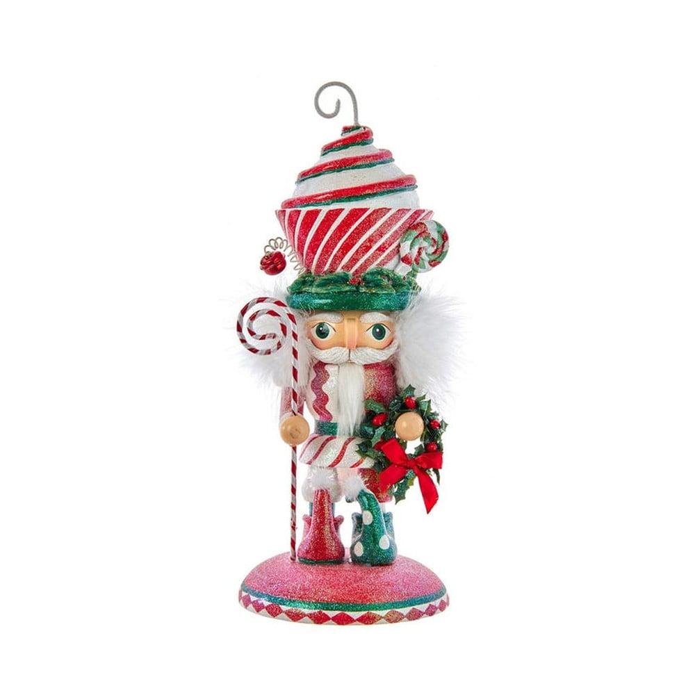 12-Inch Red and Green Glittered Cupcake Hat Nutcracker