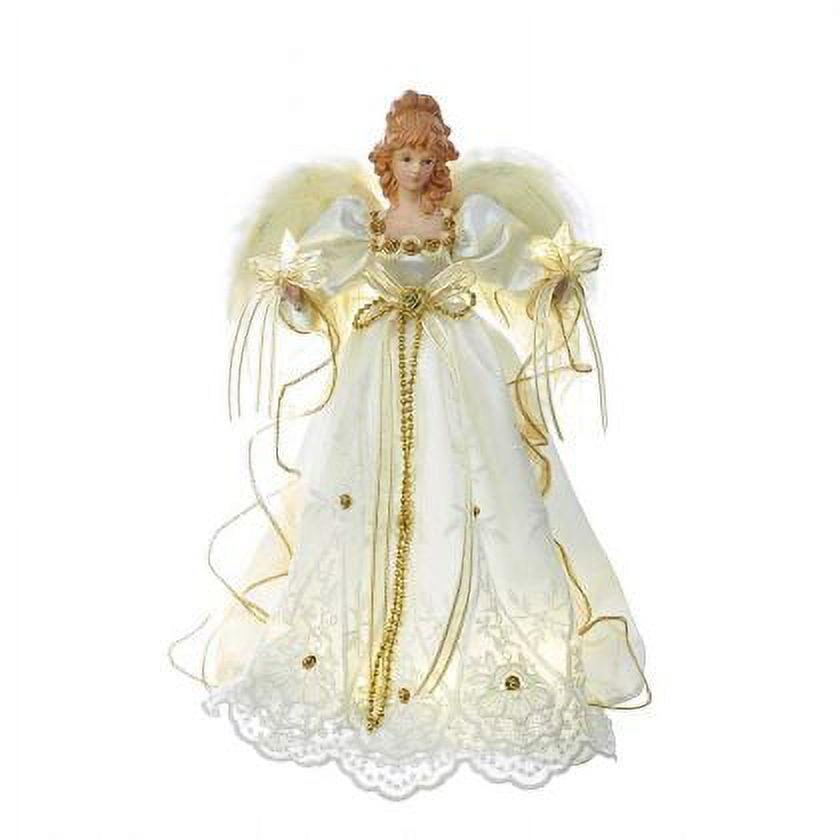 Ivory and Gold LED Angel Treetop with Large Wings