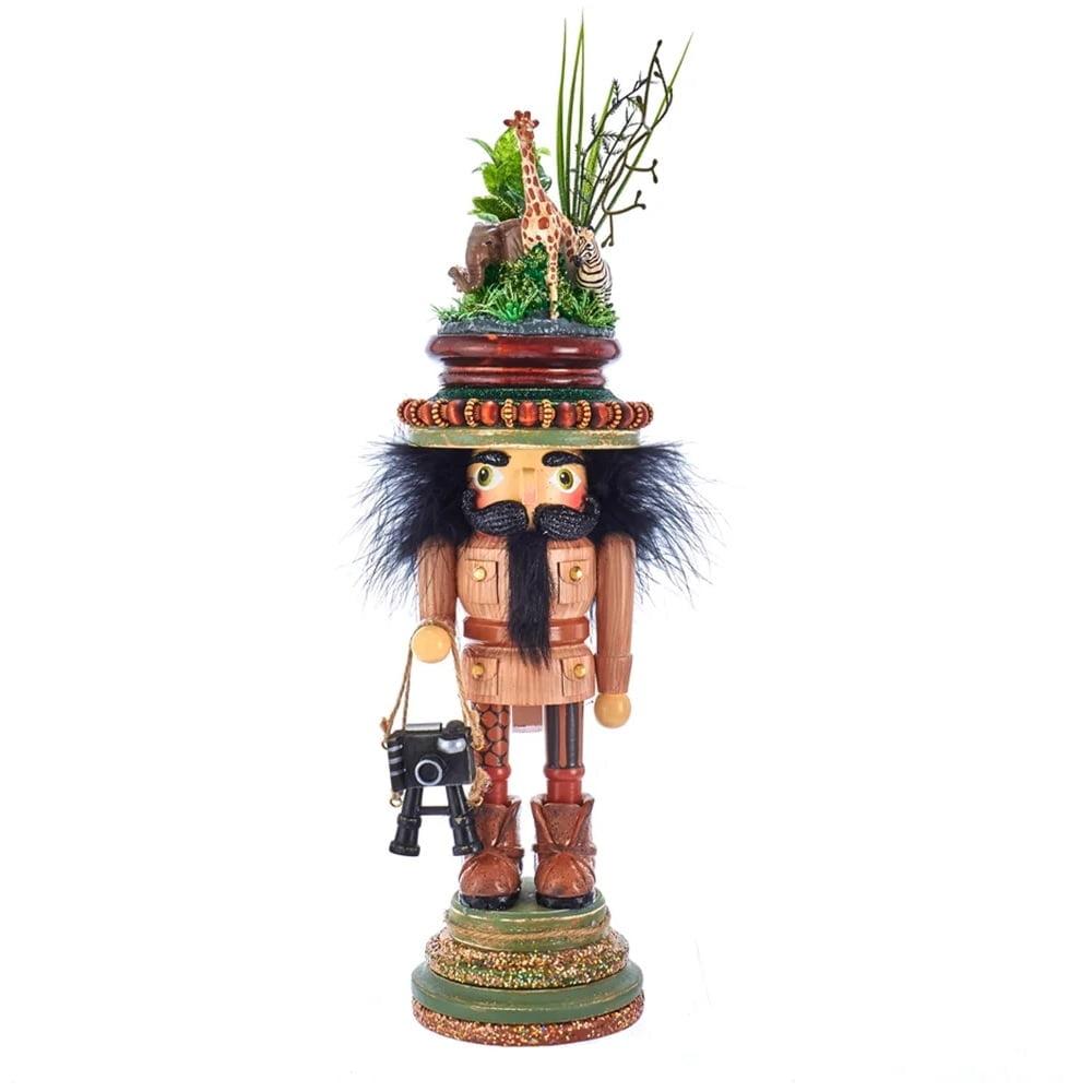 15-Inch Brown and Green Safari Nutcracker with Zoo Hat