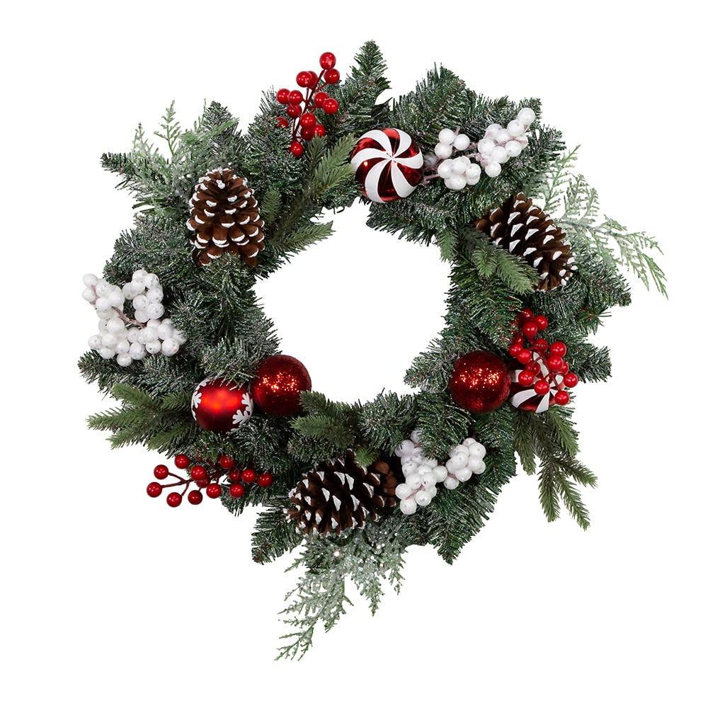 Festive Pinecone and Ornament 20" Artificial Christmas Wreath