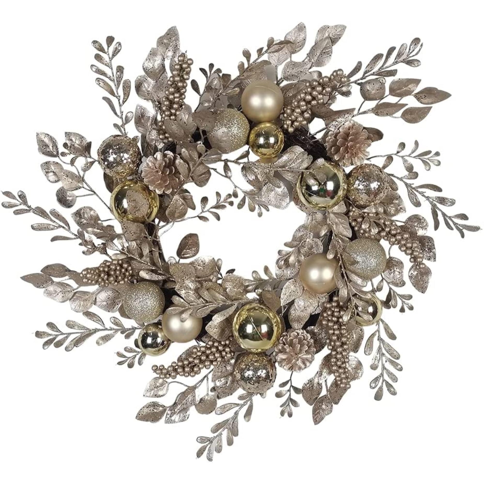 Elegant Pinecone and Champagne Gold 24" Artificial Christmas Wreath