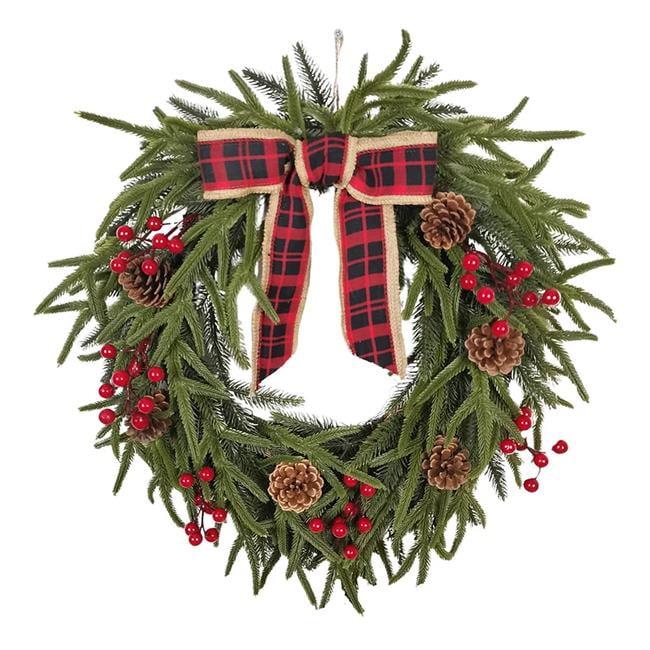 Kurt Adler 24-Inch Unlit Berries and Pinecone Rattan Wreath