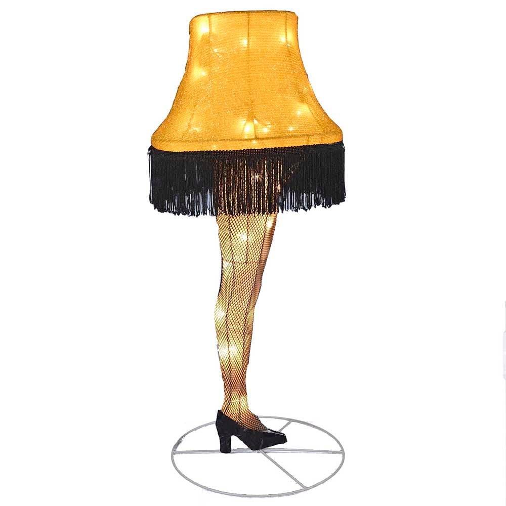 28-Inch Black and Yellow Tinsel Leg Lamp Outdoor Decor