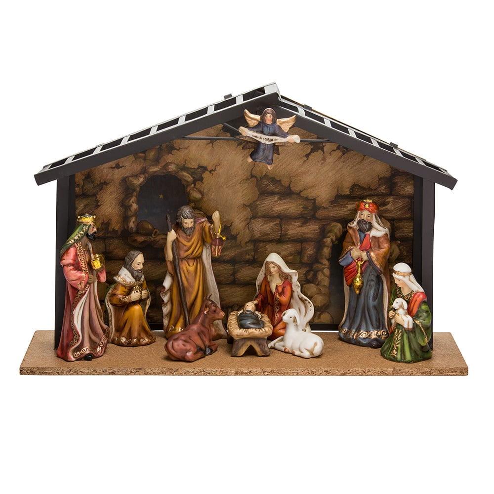 Kurt Adler 10-Piece Porcelain Christmas Nativity Set with Metal Crèche