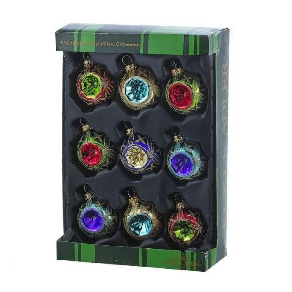 Kurt Adler Multicolored Glass Reflector Christmas Ornaments Set, 9-Piece