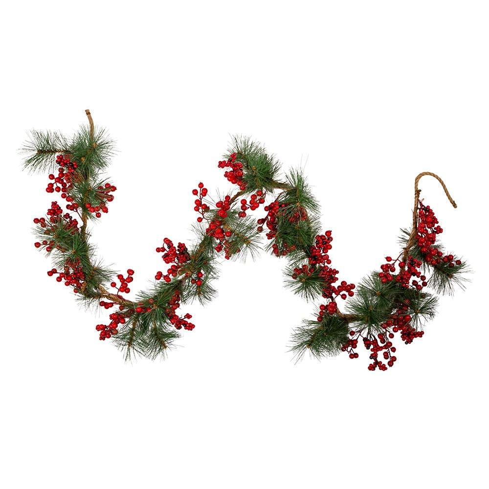 6-Foot Red Berry and Pine Rope Garland