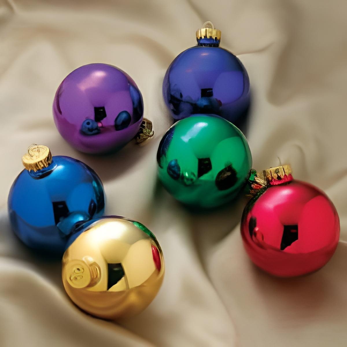 Kurt Adler Kurt Adler Hanging Glass Ball Ornaments, Multicolored, 65mm, 6-Piece Set