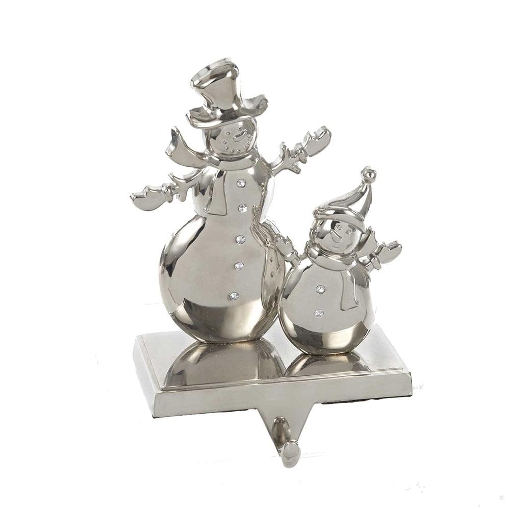 Silver Metal Snowman Stocking Holder, 7.25-Inch