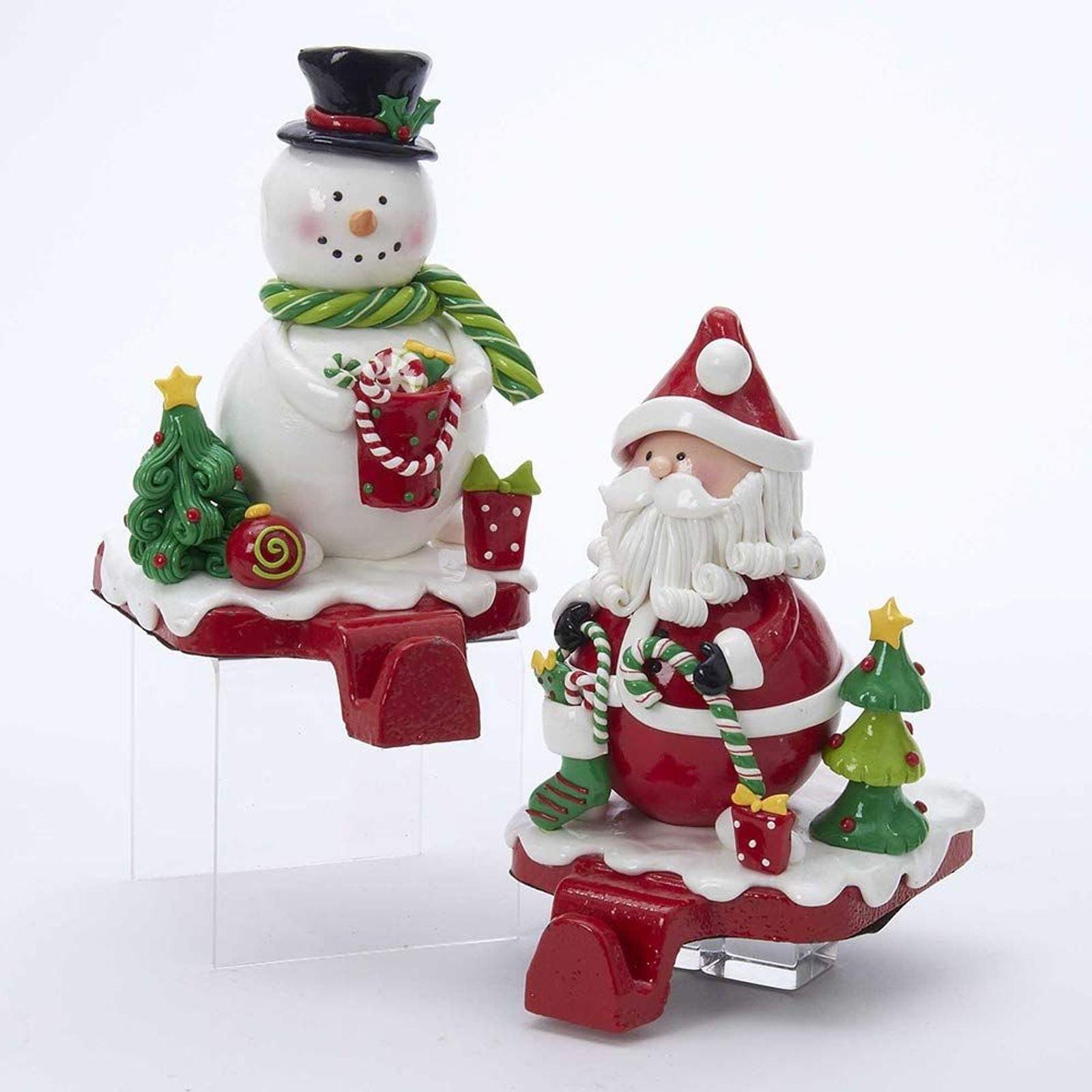 Festive Claydough Santa and Snowman Stocking Hangers Set