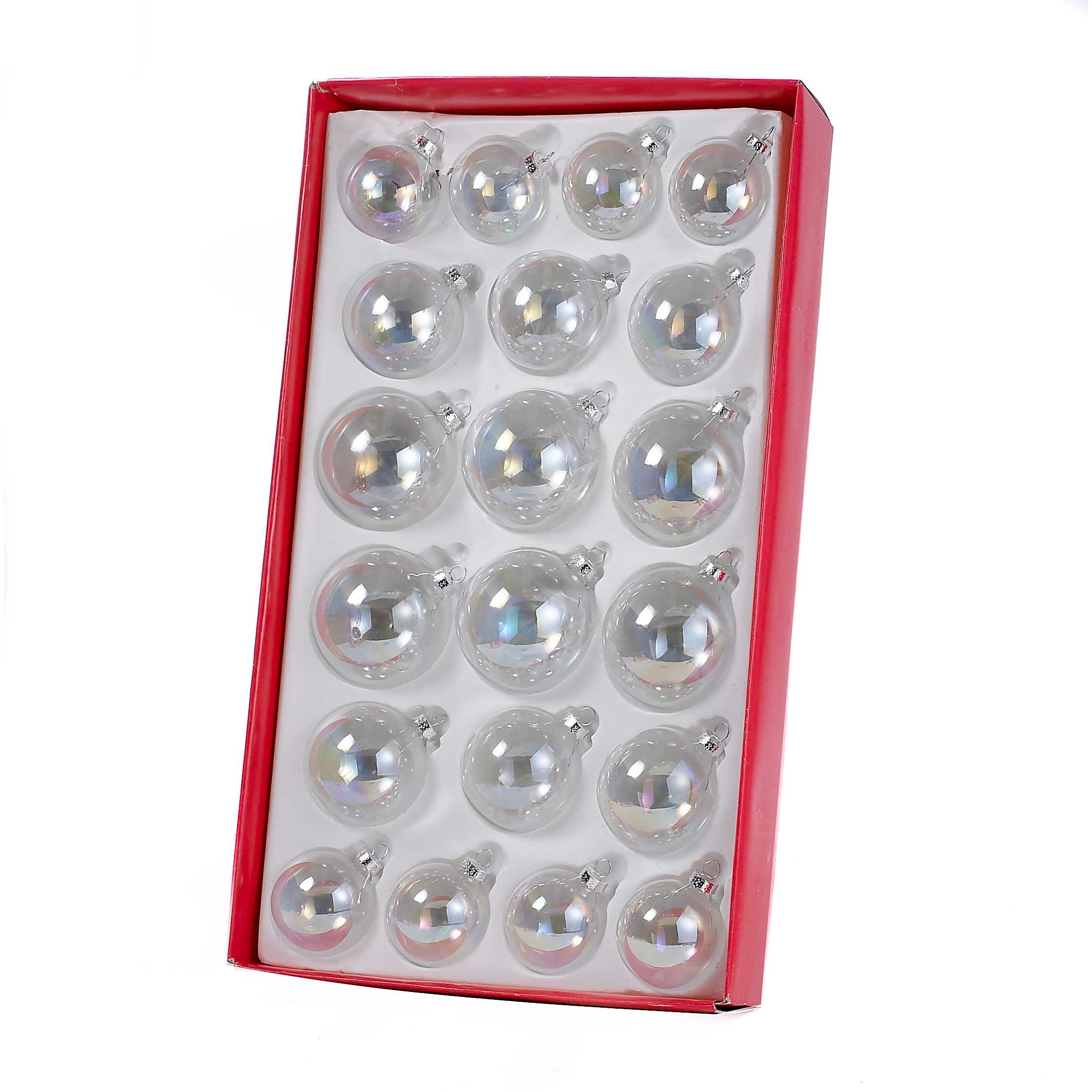 Iridescent Clear Glass Ball 20-Piece Ornament Set