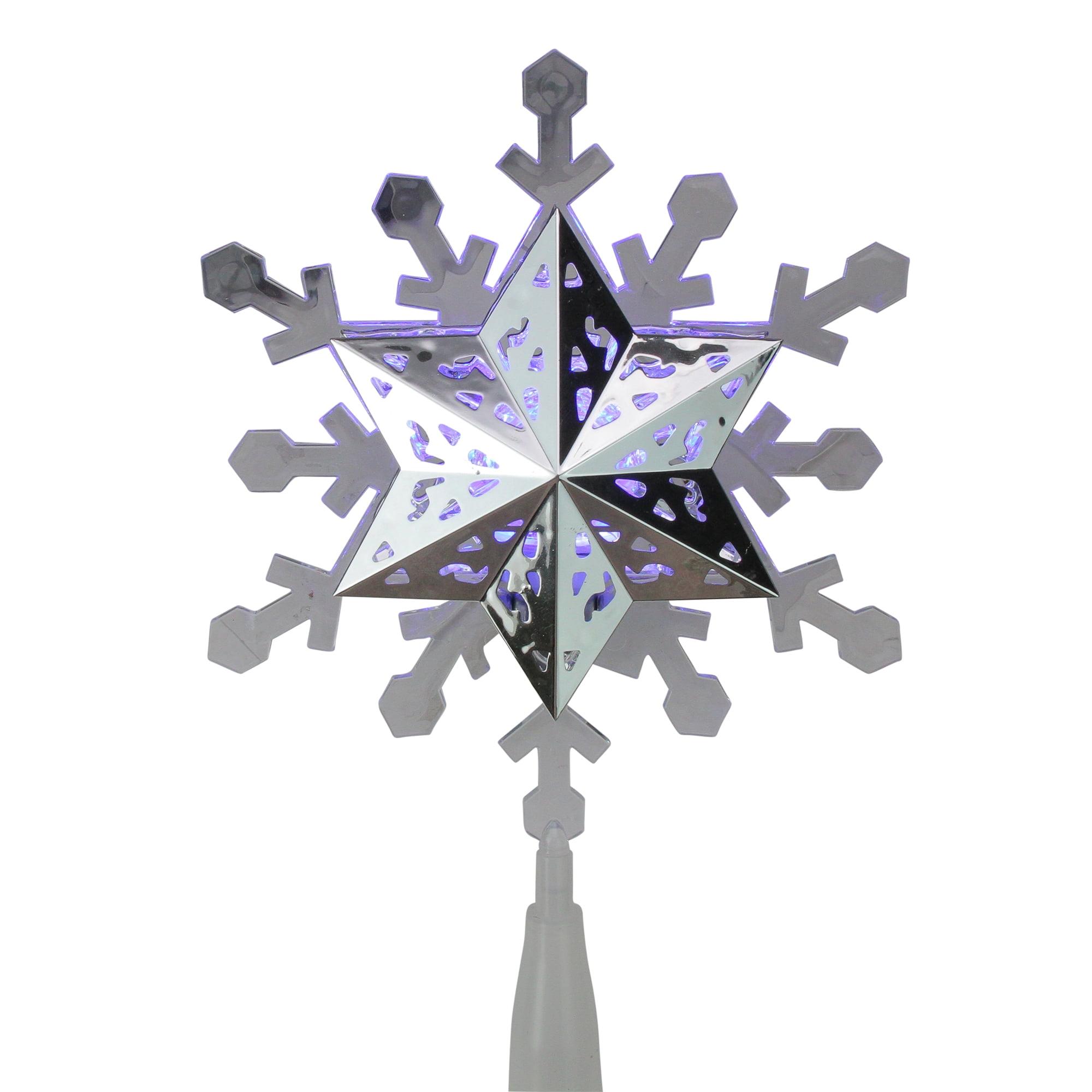 Kurt S. Adler LED Lighted Rotating Snowflake Christmas Tree Topper - 9.25" - White and Blue - Clear Lights