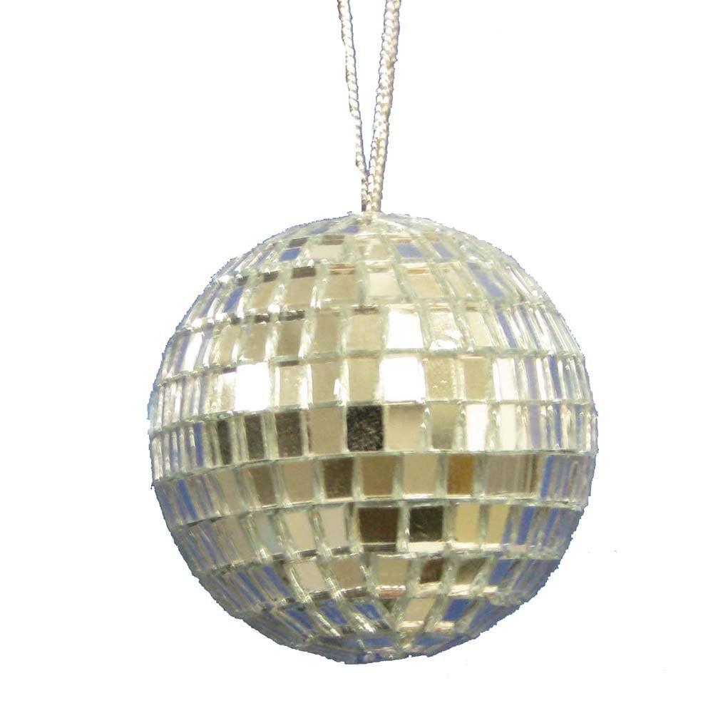 Silver Plastic Mirror Ball Ornaments Set of 4