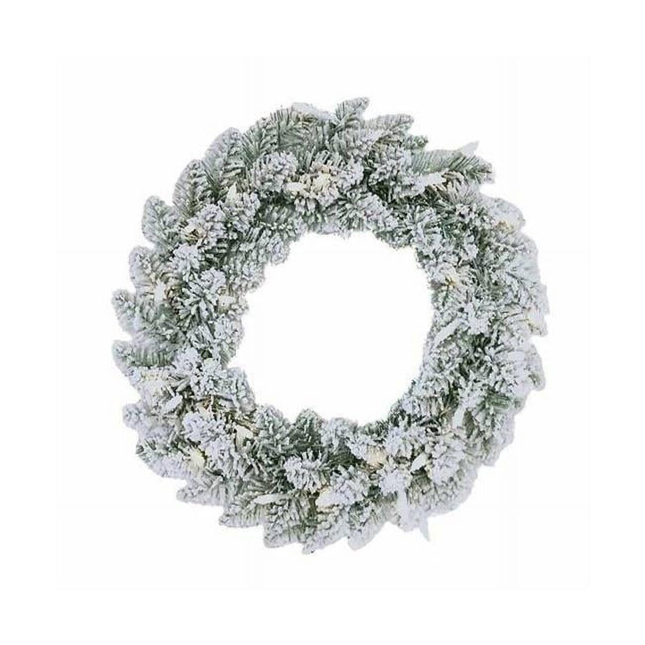 18" Pre-Lit Warm White LED Snow Pine Wreath