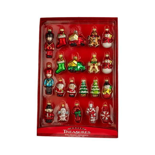 Kurt Adler Petite Treasures Miniature Glass Christmas Ornaments, 20-Piece Boxed Set