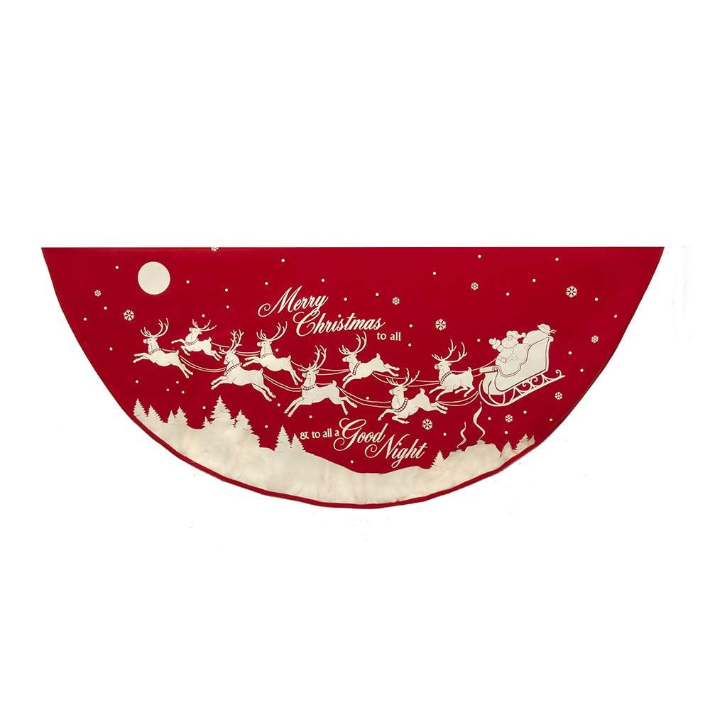 48-Inch Red and White Santa Reindeer Christmas Tree Skirt