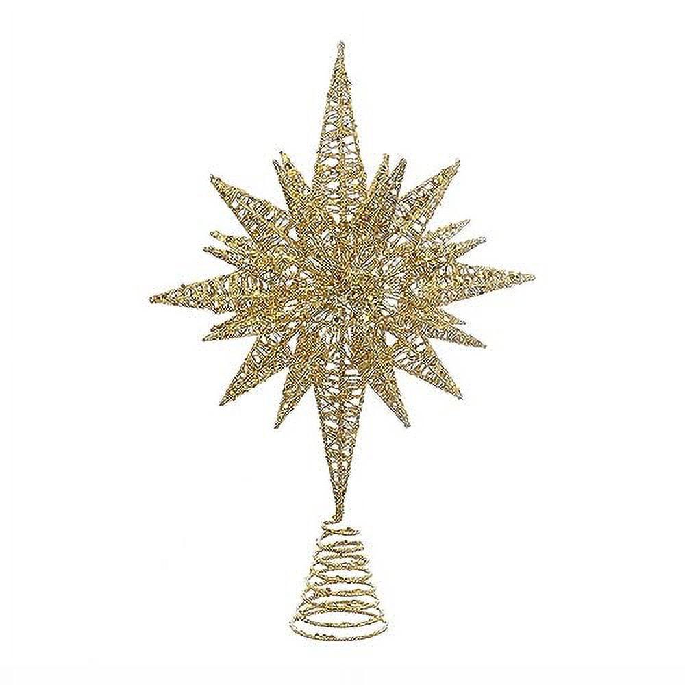 Gold Glitter Wire 3D Star Christmas Tree Topper, 16.5-inch