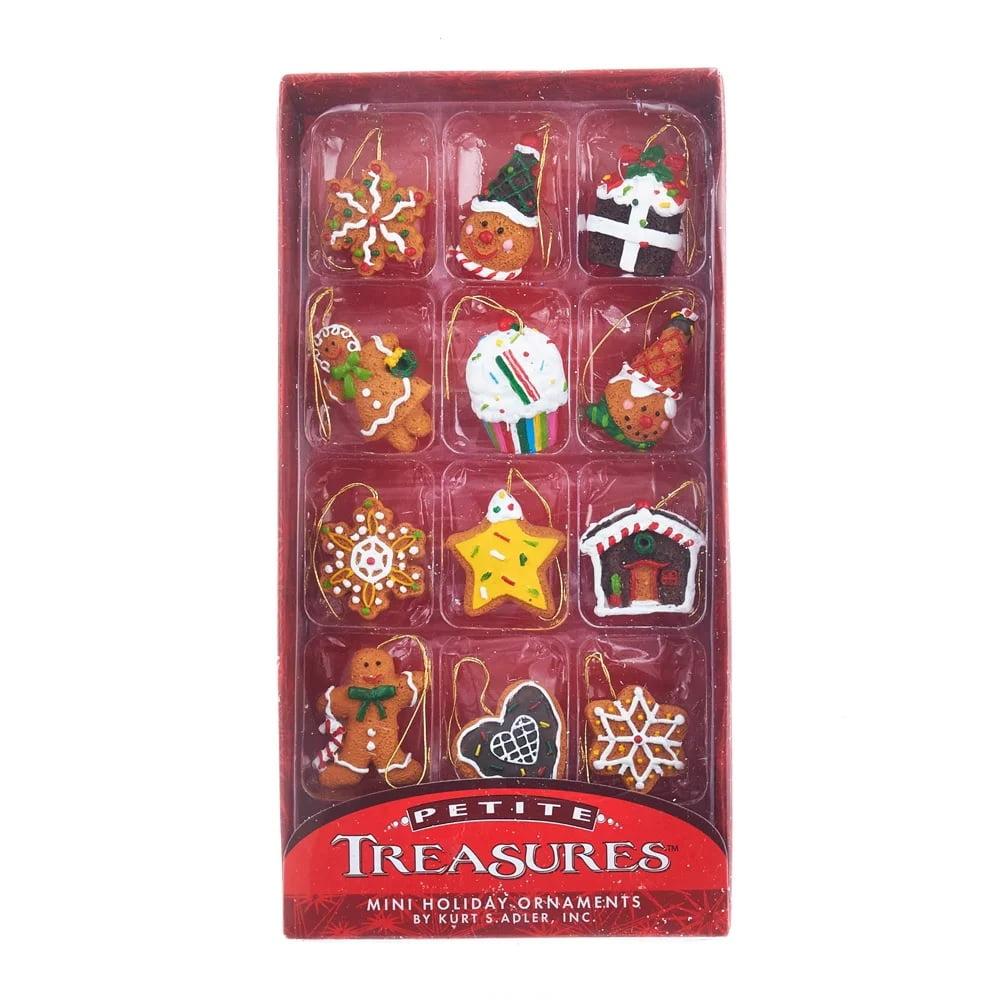 Miniature Gingerbread Resin Holiday Ornaments Set, 12 Pieces