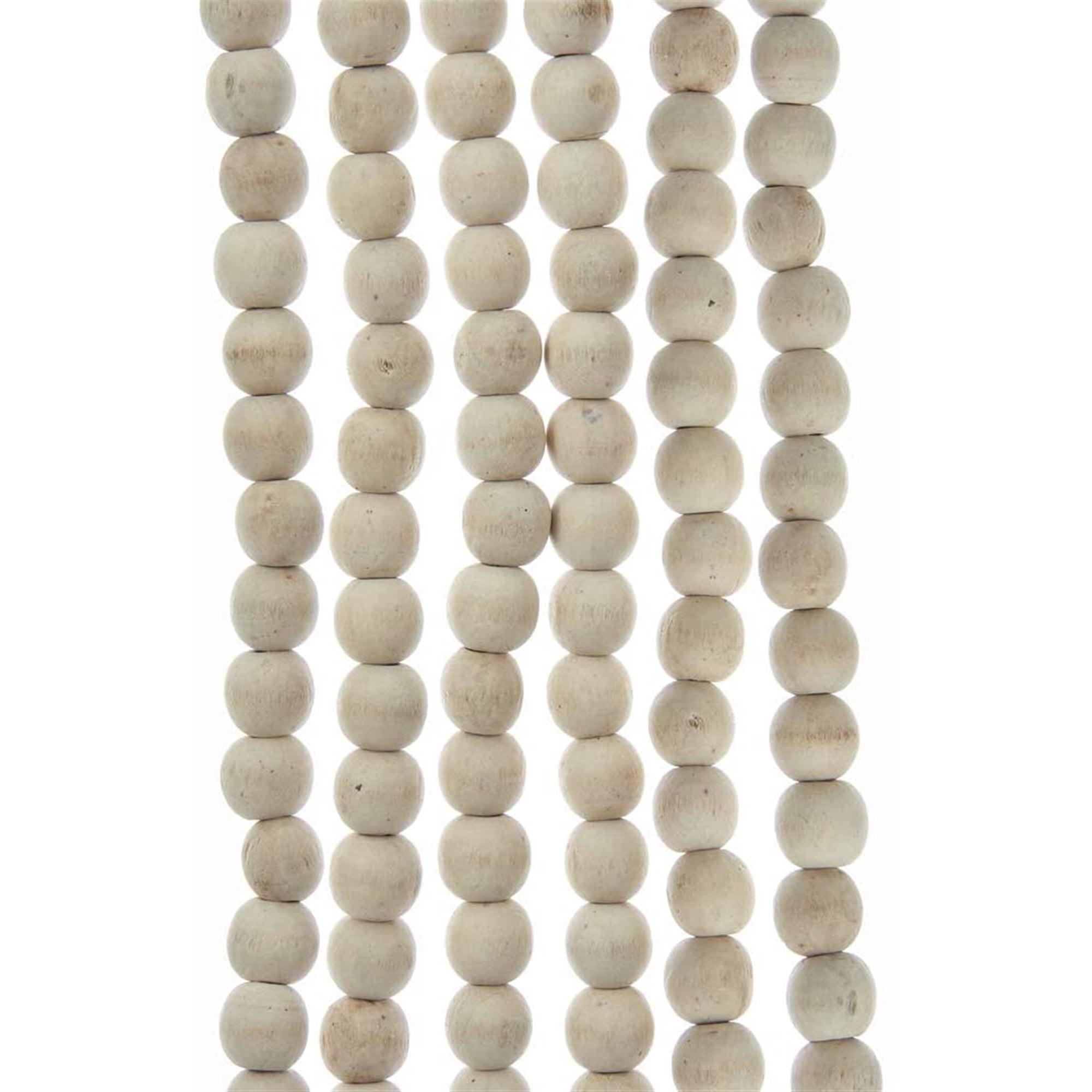 Kurt Adler Natural Unfinished Wooden Round Beaded Garland, 9ft