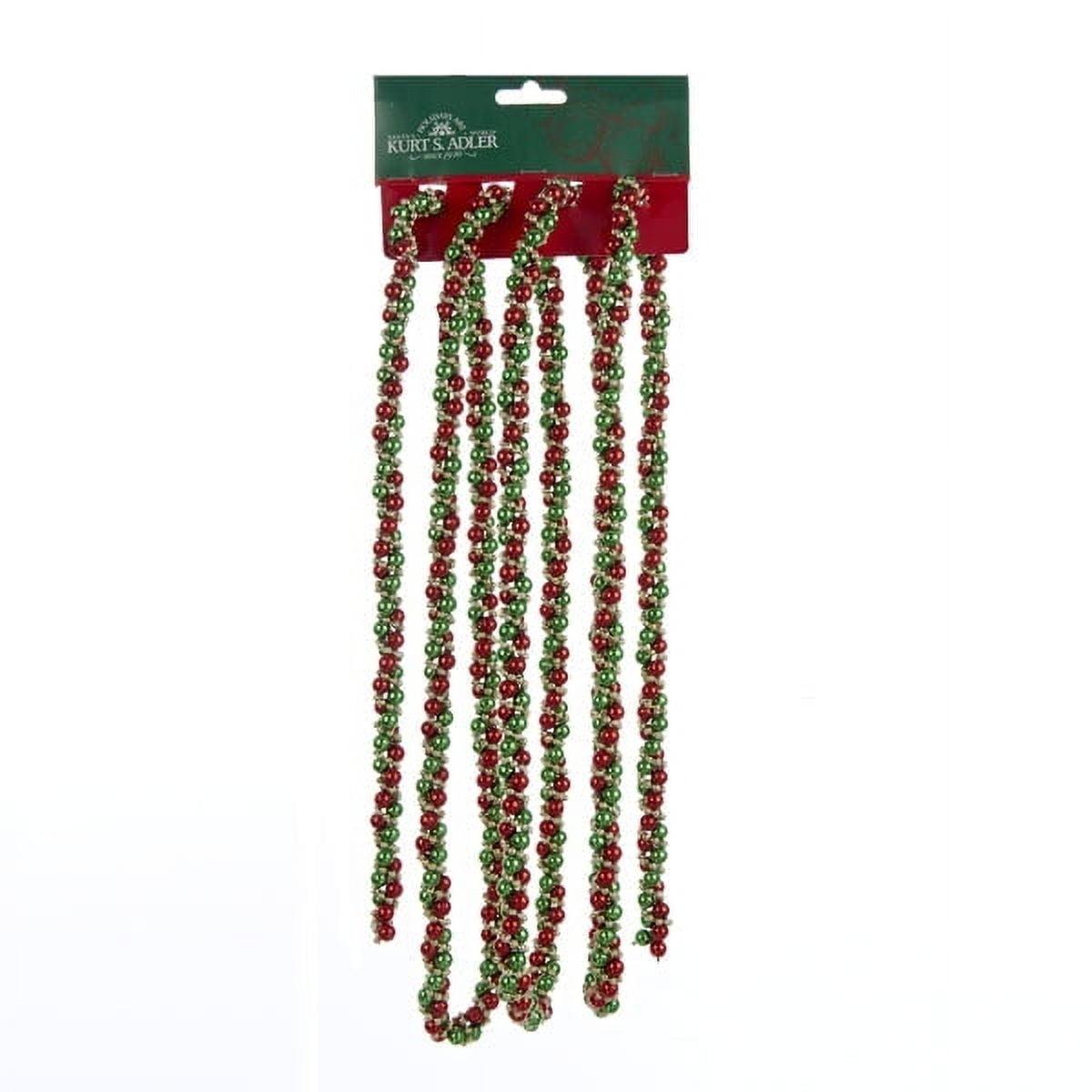 9-Foot Red, Green, and Gold Beaded Christmas Garland