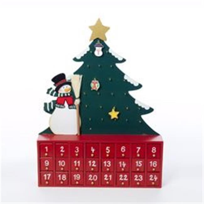 Classic Wooden Snowman Christmas Countdown Calendar with Gold Trim