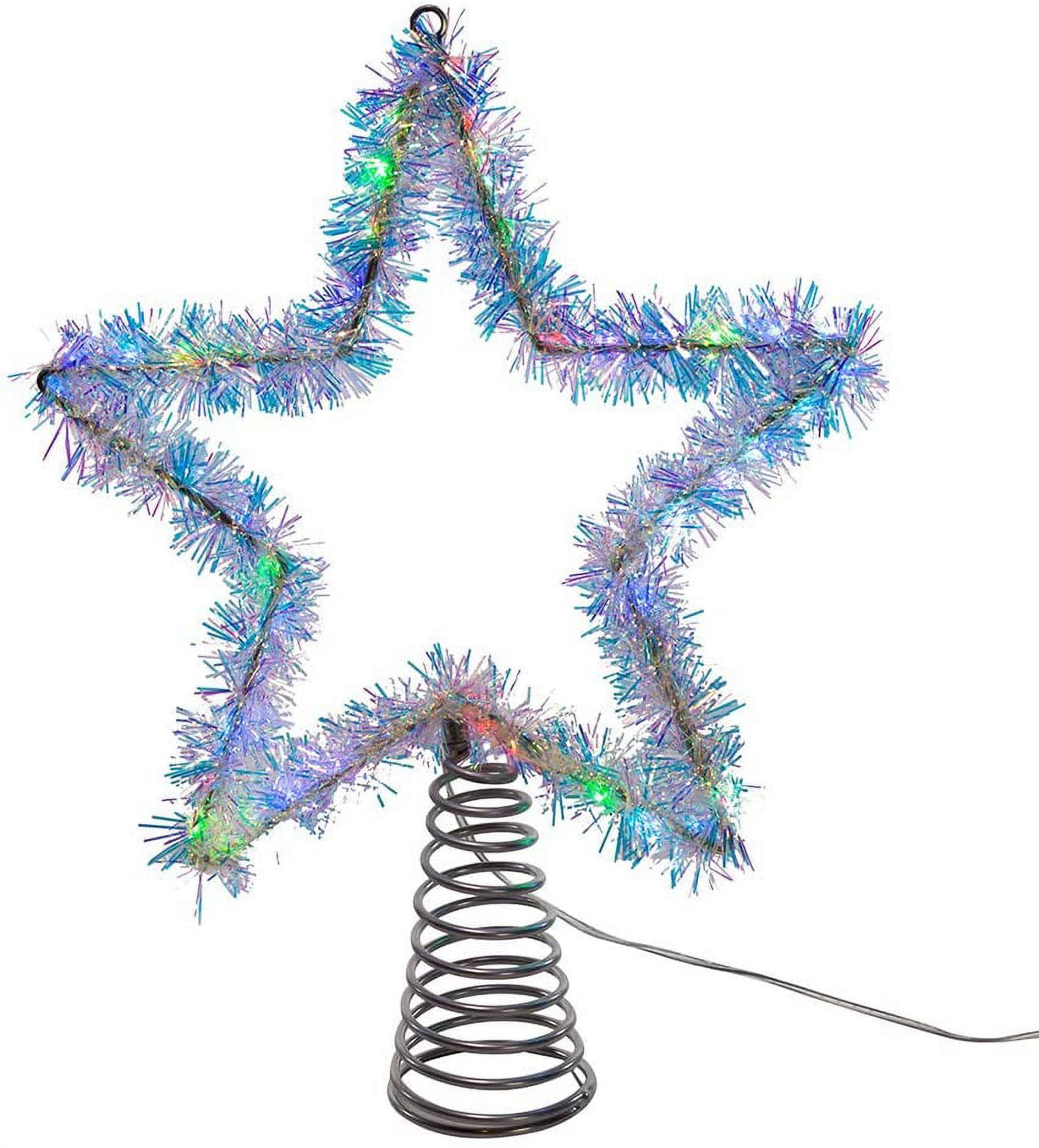 Kurt Adler 12.2 Inch Tinsel Star Tree Topper with RGB LED Lights