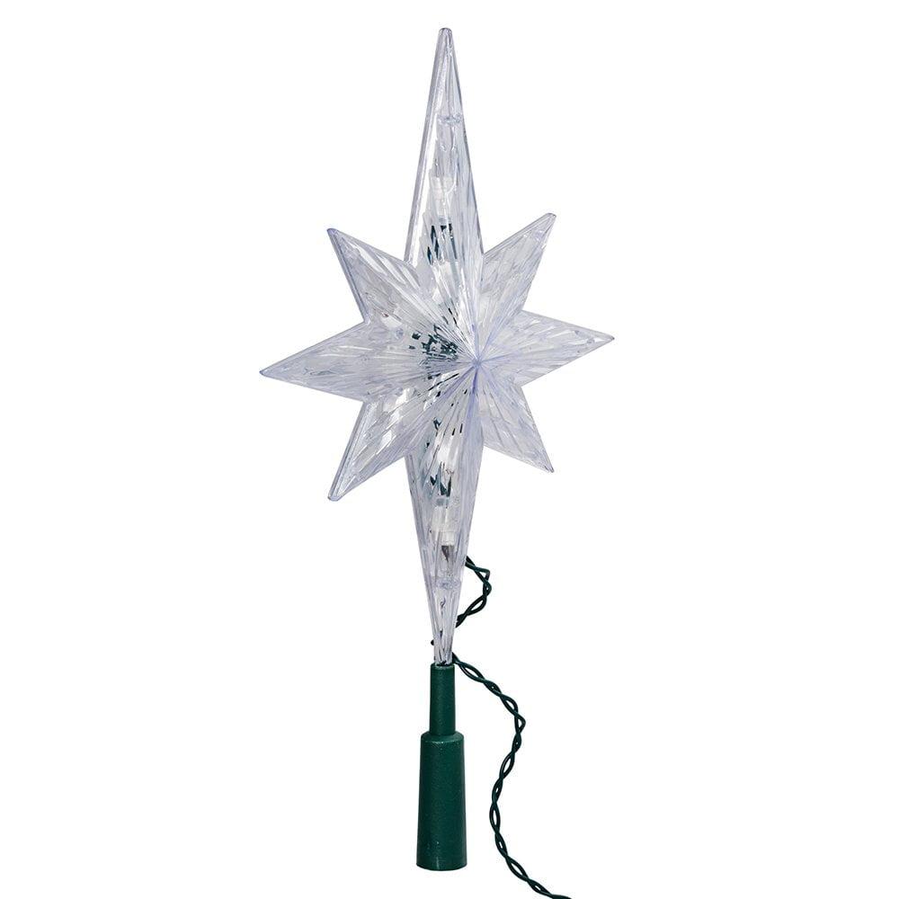 Clear Plastic 11-Inch Bethlehem Star Tree Topper with Lights