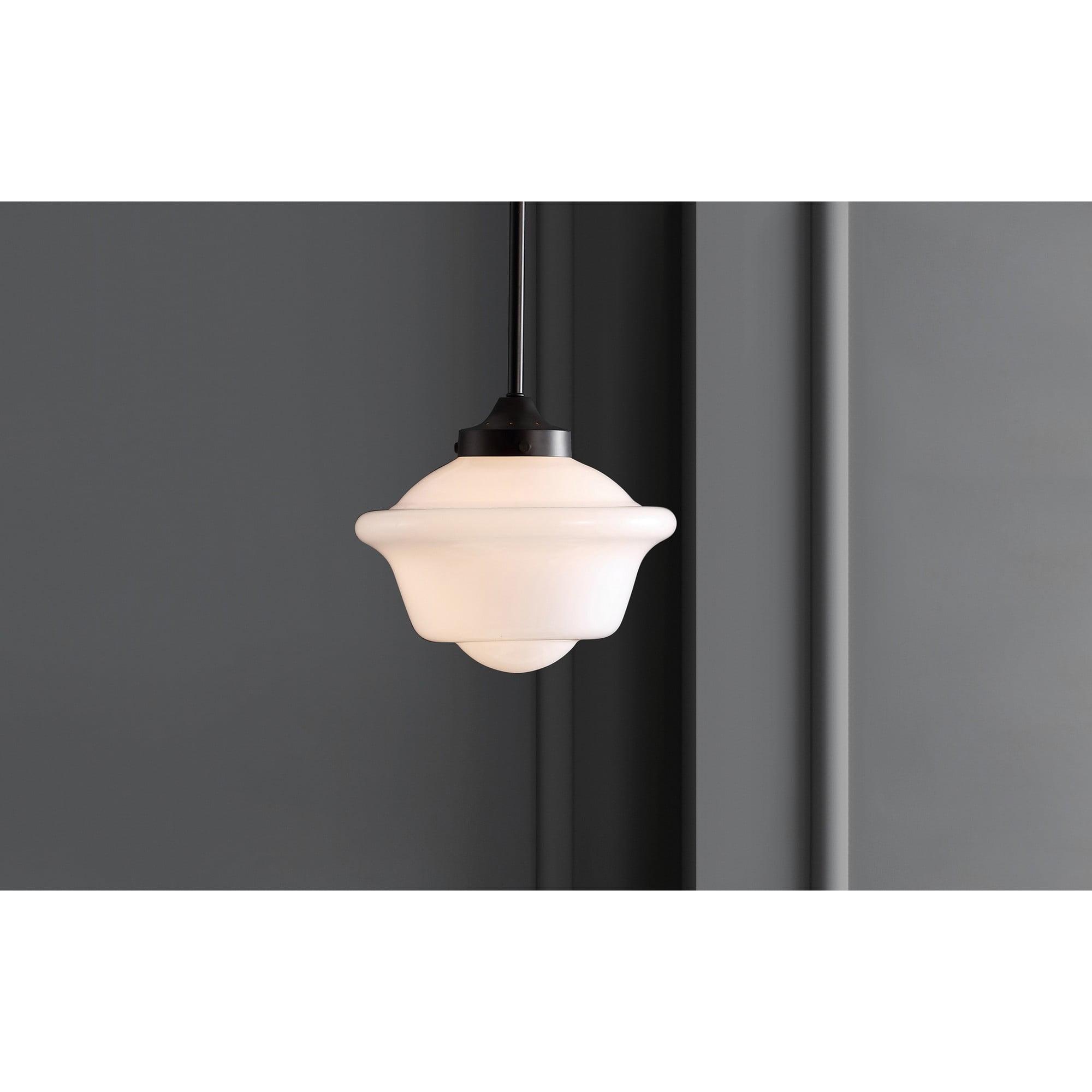 Kurtz 9.5" Adjustable Drop Metal/Glass LED Pendant, Oil Rubbed Bronze