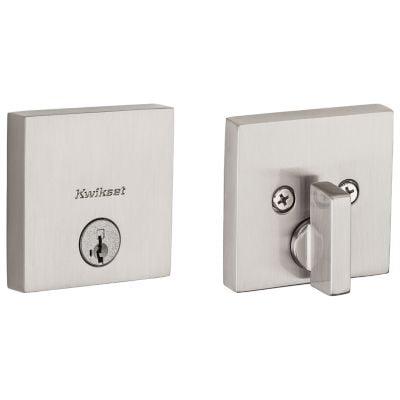 Satin Nickel Square Single Cylinder Deadbolt with SmartKey