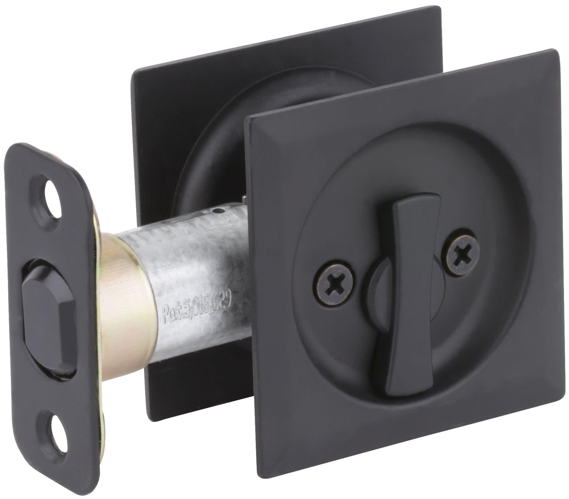 Kwikset 335Sqt Square Privacy Bed/Bath Pocket Door Lock - Black