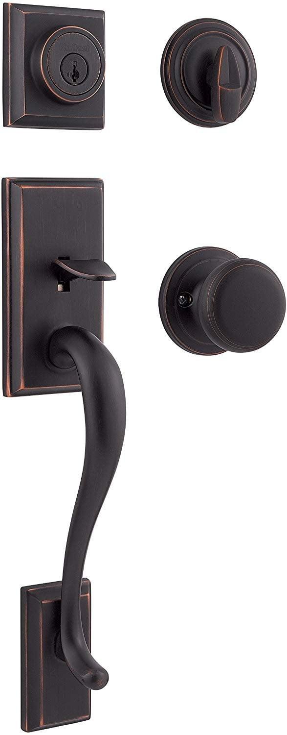 Hawthorne Handleset with Single Cylinder Deadbolt and Juno Door Knob and Rosette