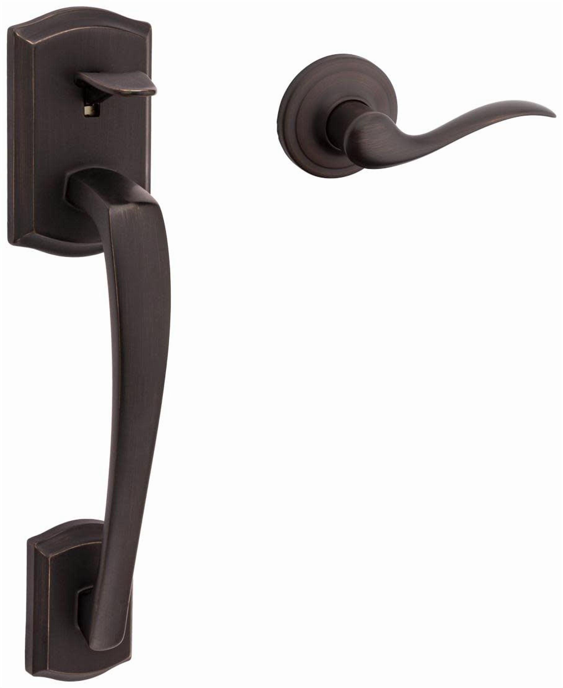 Kwikset Prescott Door Handleset Only with Tustin Door Handle in Venetian Bronze