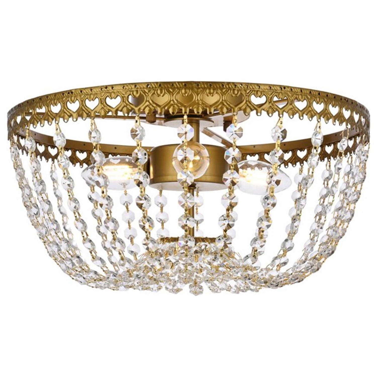 Kylie 14'' Brass Flush Mount with Crystal Accents