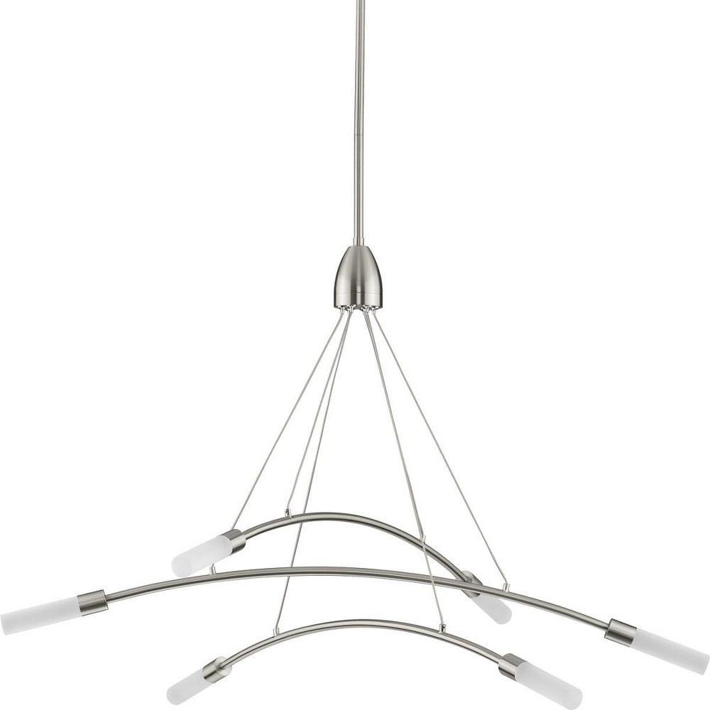 Progress Lighting Kylo 6-Light Brushed Nickel LED Chandelier with Frosted Acrylic Shades