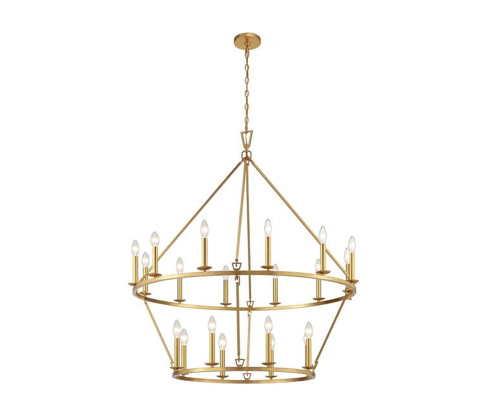 Gold 2-Tier Brass Candle-Style Chandelier with 20 Lights