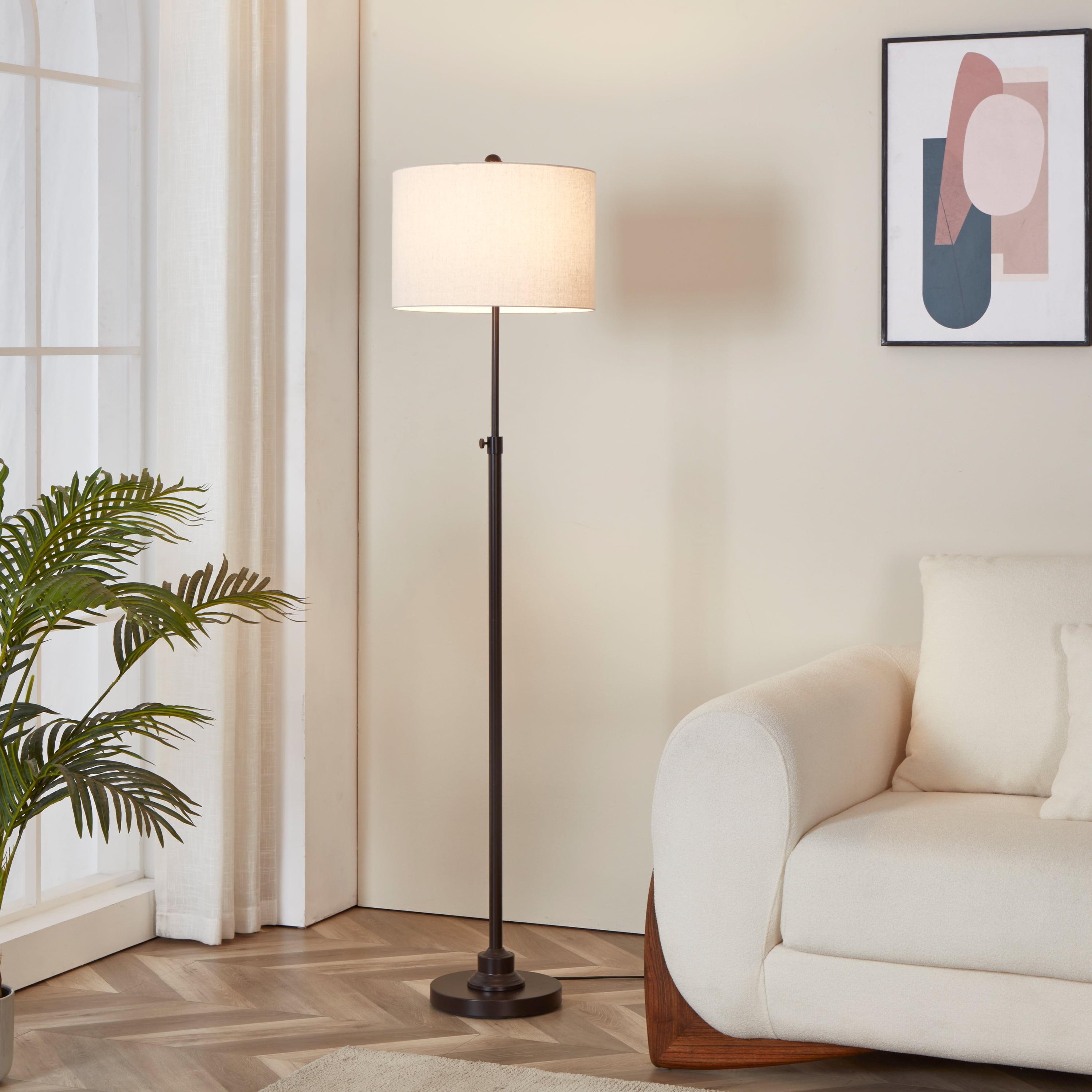 Bronze Adjustable 63.5" Floor Lamp with Fabric Shade