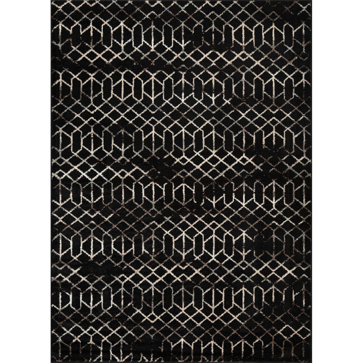 L'Baiet Aria Black/Beige Geometric 5 ft. x 7 ft. Area Rug