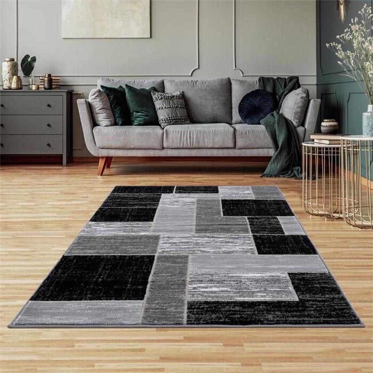 L'Baiet Verena Black Grey Graphic Geometric Color Block Mid-Century Modern Indoor 2' x 3' Area Rug