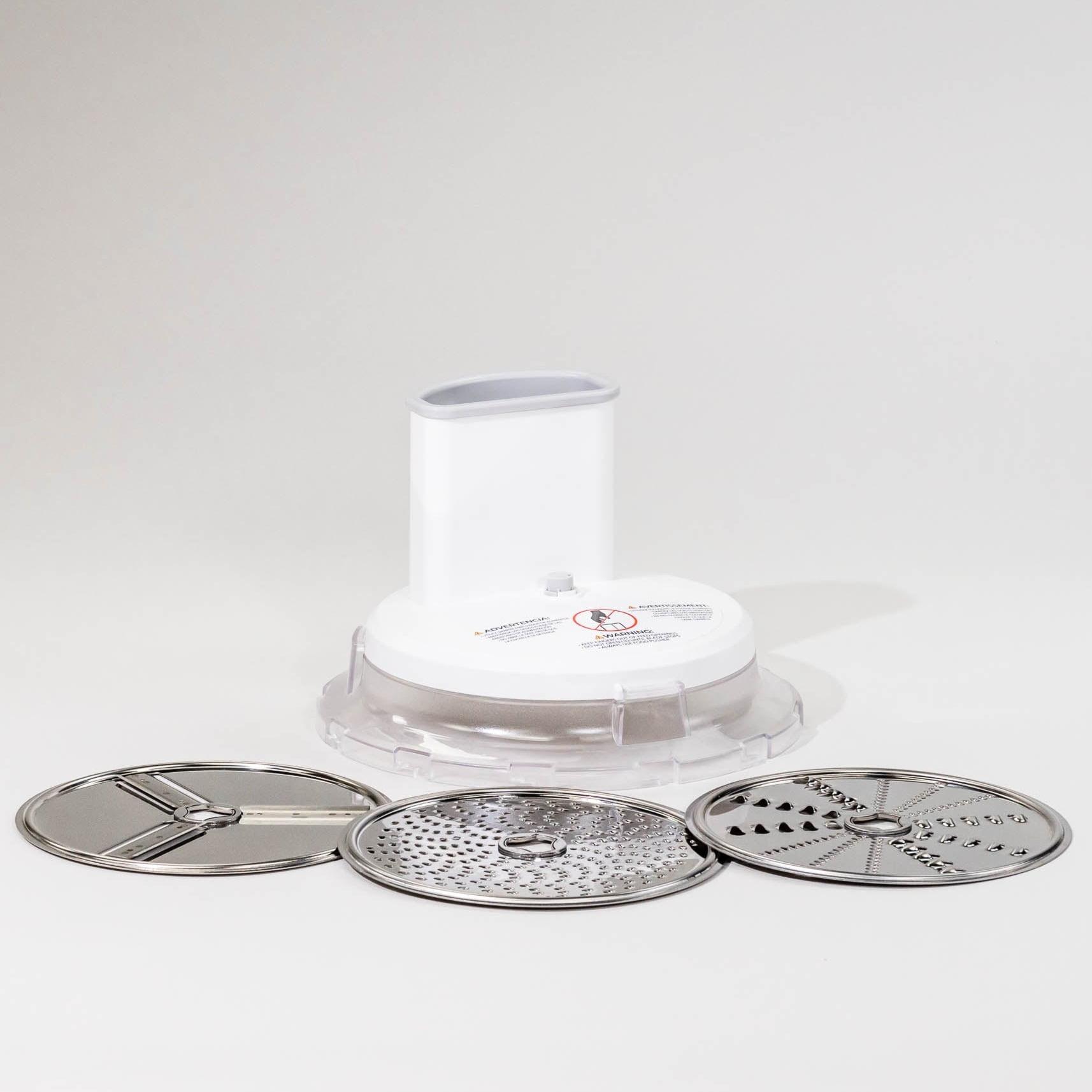 Large White and Stainless Steel Slicer Shredder Attachment