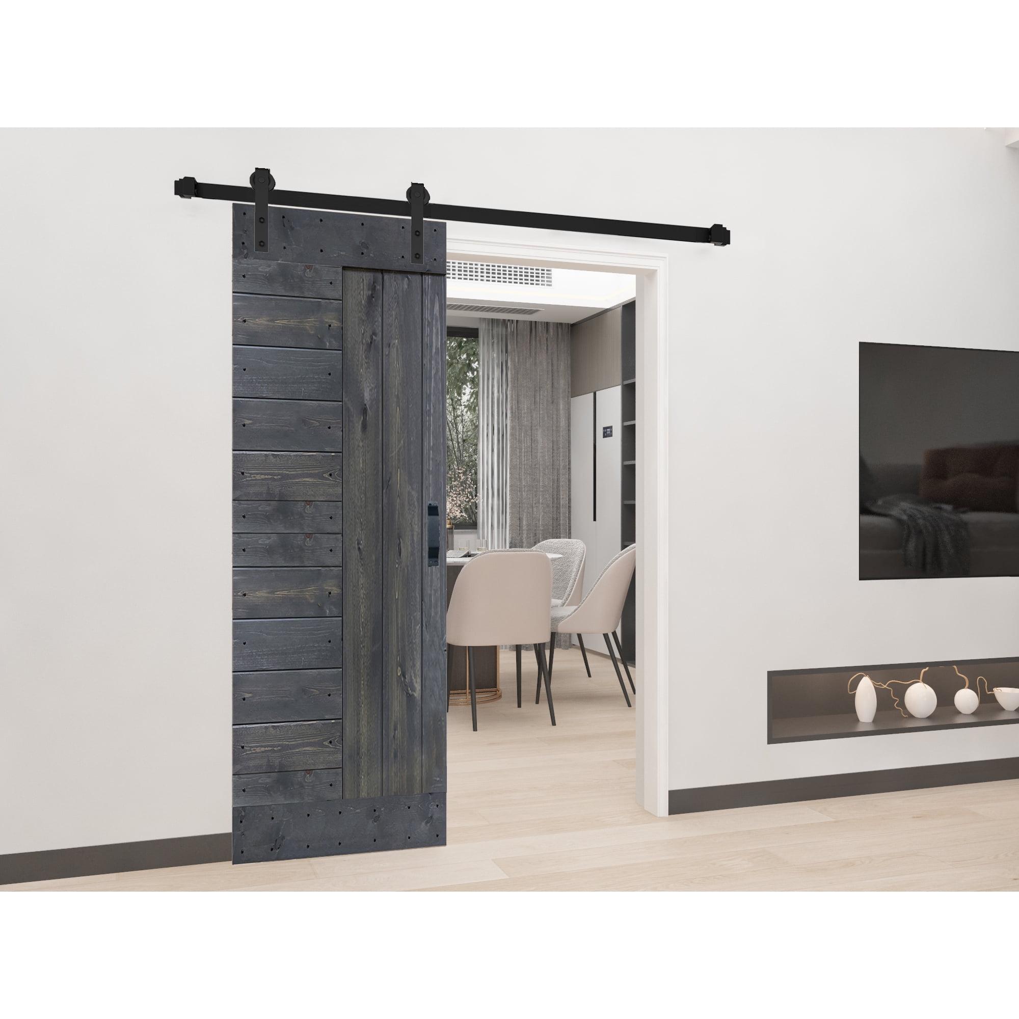 IsLife L Series Paneled Solid Wood Sliding Barn Door with Installation Hardware Kit -Assembly Needed